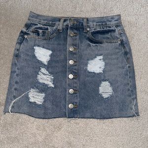 Denim Button Down Skirt Forever21